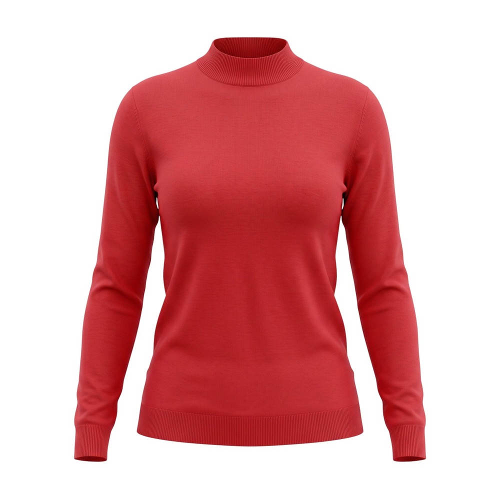 Massimo Dutti Mock Neck M Red Lightweight Lyocell Cotton Knit Minimalist Chic